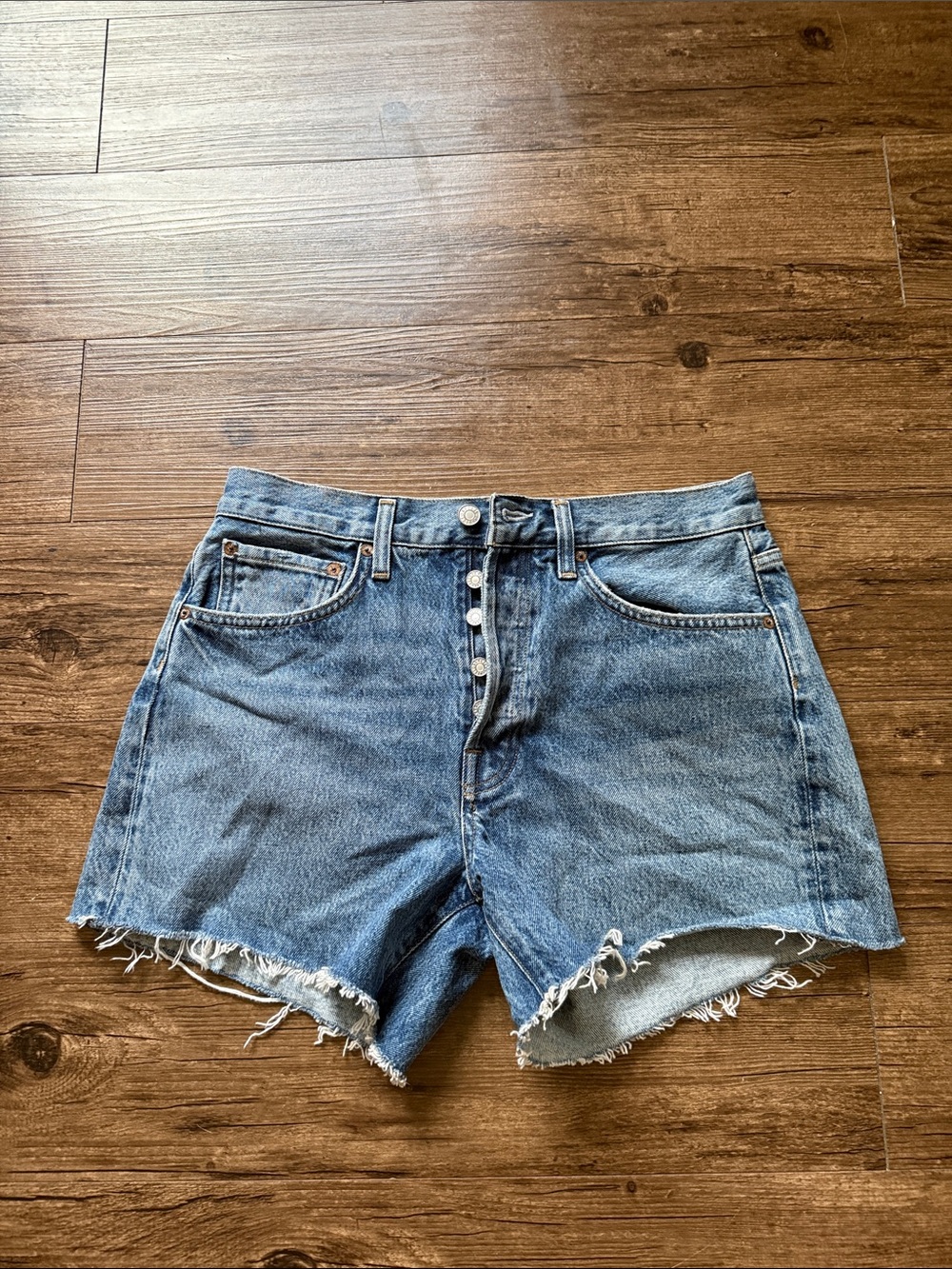 Agolde Parker Long Shorts Skywave - Picture 2 of 4